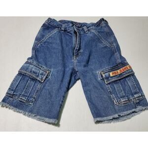 Ralph Lauren Polo Boys Blue Denim Cargo Shorts Size 7 Preppy Streetwear Fall